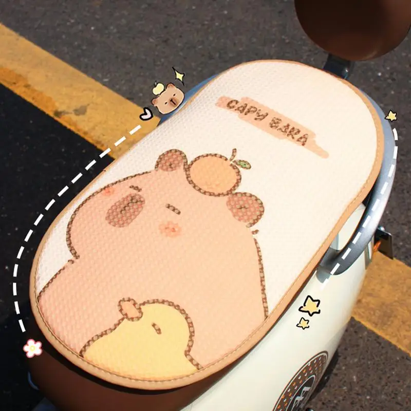 Motorcycle Cushion Cute Capybara Motorcycle Saddle Seat Pressure Relief Air Cushion Cool & Breathable Travel Seat Breathable