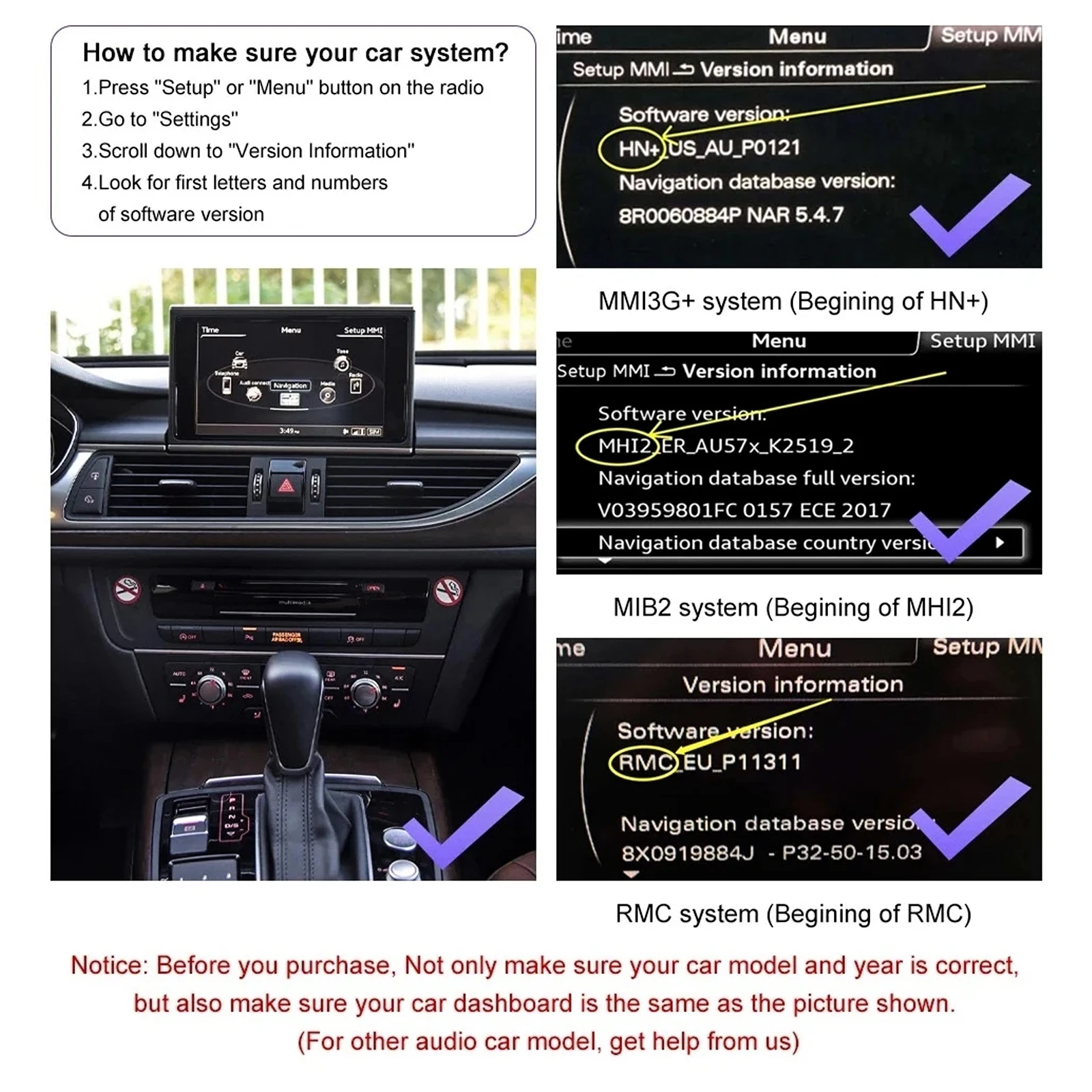 CARABC Wireless CarPlay Android Auto โมดูลสําหรับ Audi A6 A7 2012-2018 รองรับบลูทูธและ OEM ย้อนกลับกล้องเล่นรถ