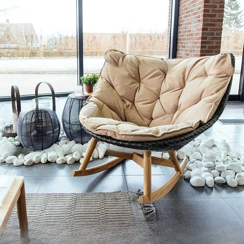 

Outdoor indoor rattan chair rocking chair home recliner lounge solid wood adult lazy rocking chair adult