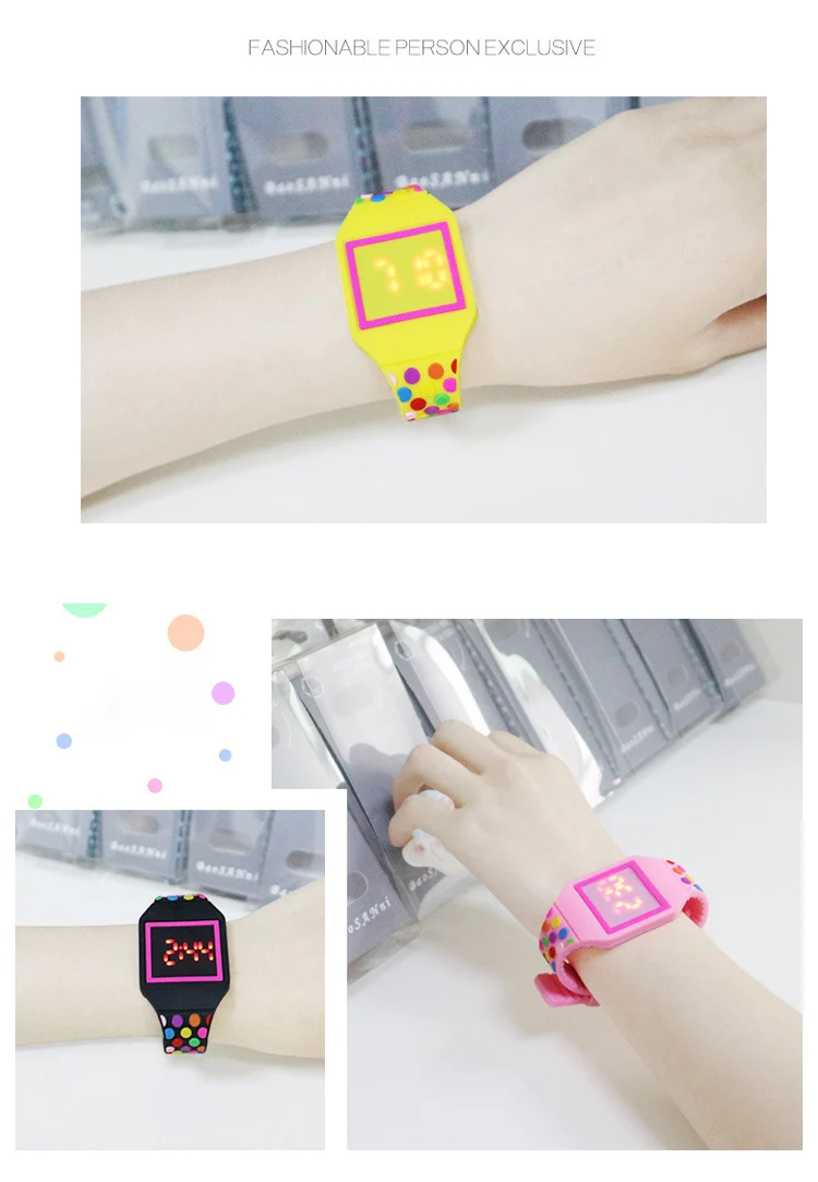 3D Color Dot Strap Children's Watches for Girls LED Electronic Kids Watch Waterproof Display Time and Date reloj para ninos