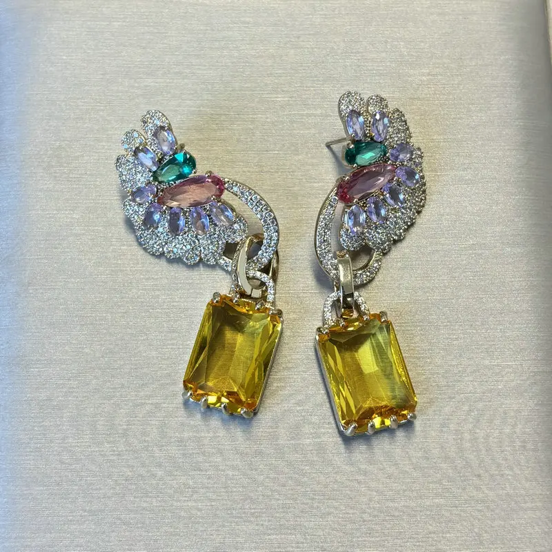 Bilincolor Long Colored Butterfly Crystal Earrings for Women
