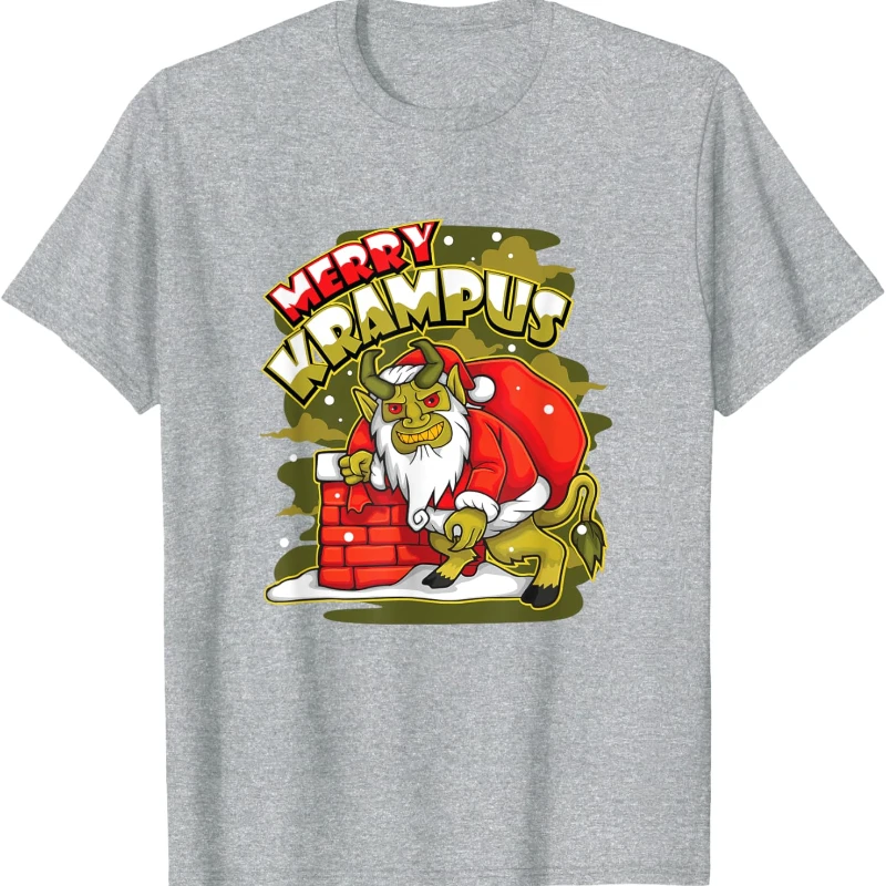 Funny Cow Gift Merry Christmas Krampus Xmas Joke Unisex T-Shirt Crewneck Regular Short Sleeve All-match Printed T-shirt Tops