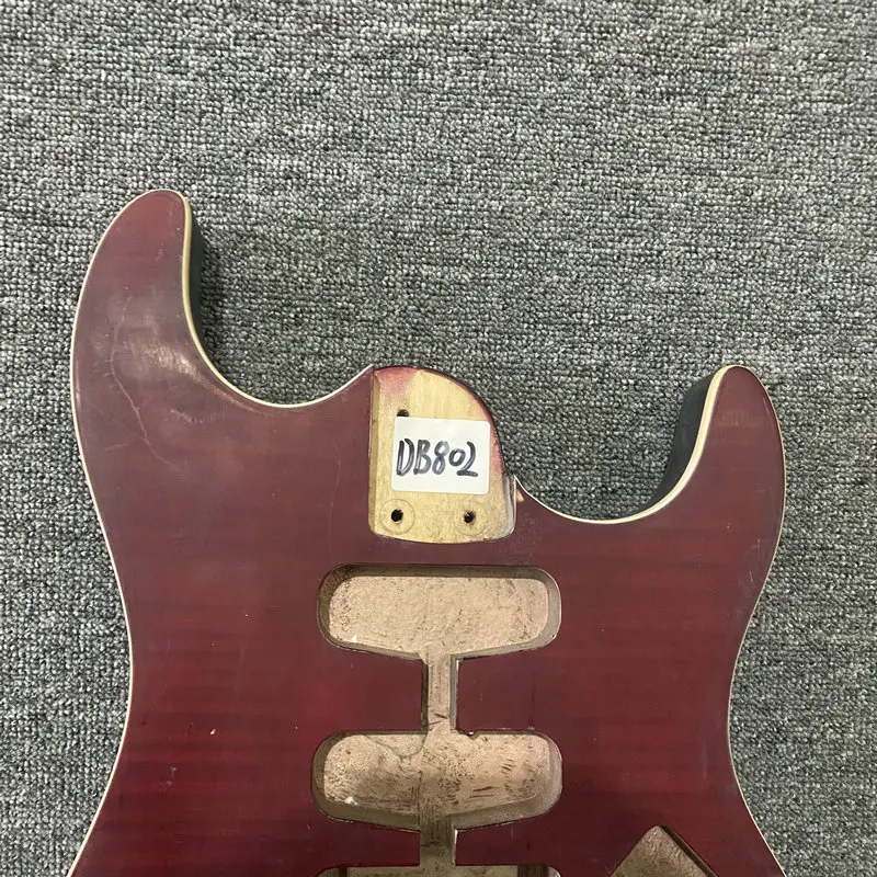 DB803 RED Flamed Maple Electric Guitar Unfinished Guitar Body 2 Pivots Tremolo and Bridges Custom Pickups for DIY Replace