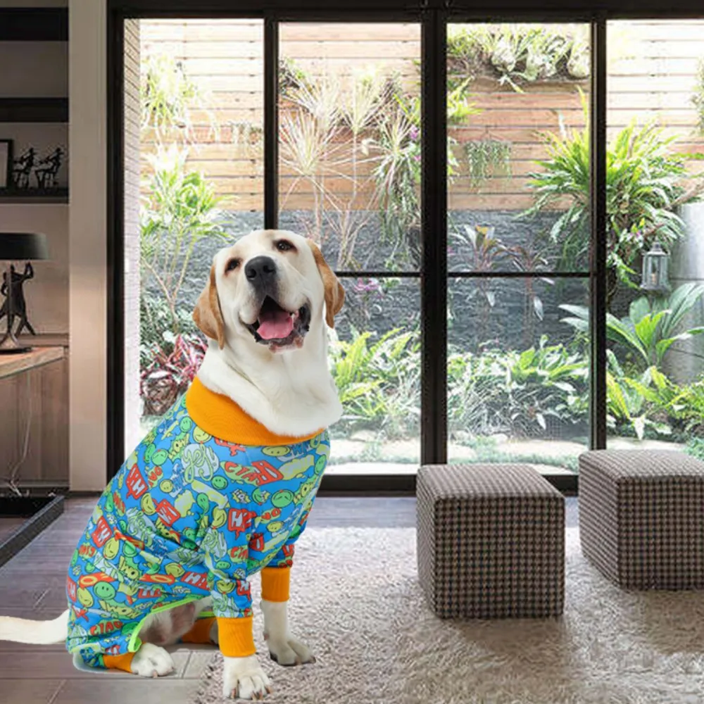 Dog Long Sleeve 4 Legs Pajamas For Surgery Recovery Anti Licking Wound Care Onesie Stretchy Fabric Soft Cotton Pet Jumpsuit