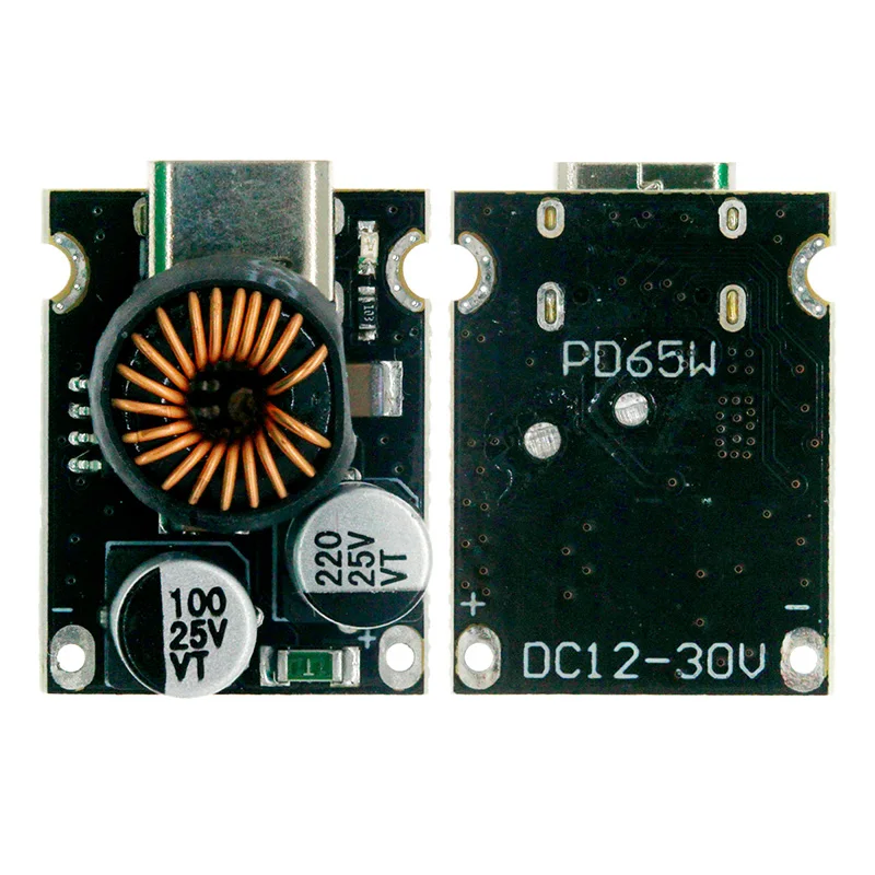 Módulo Adaptador de Carregamento Rápido, Módulo Step Down para Huawei, SCP, FCP, Apple PD, QC4.0, QC3.0, Tipo-C, USB, PD65W, DC 8, 32V, 3.25A, 65W