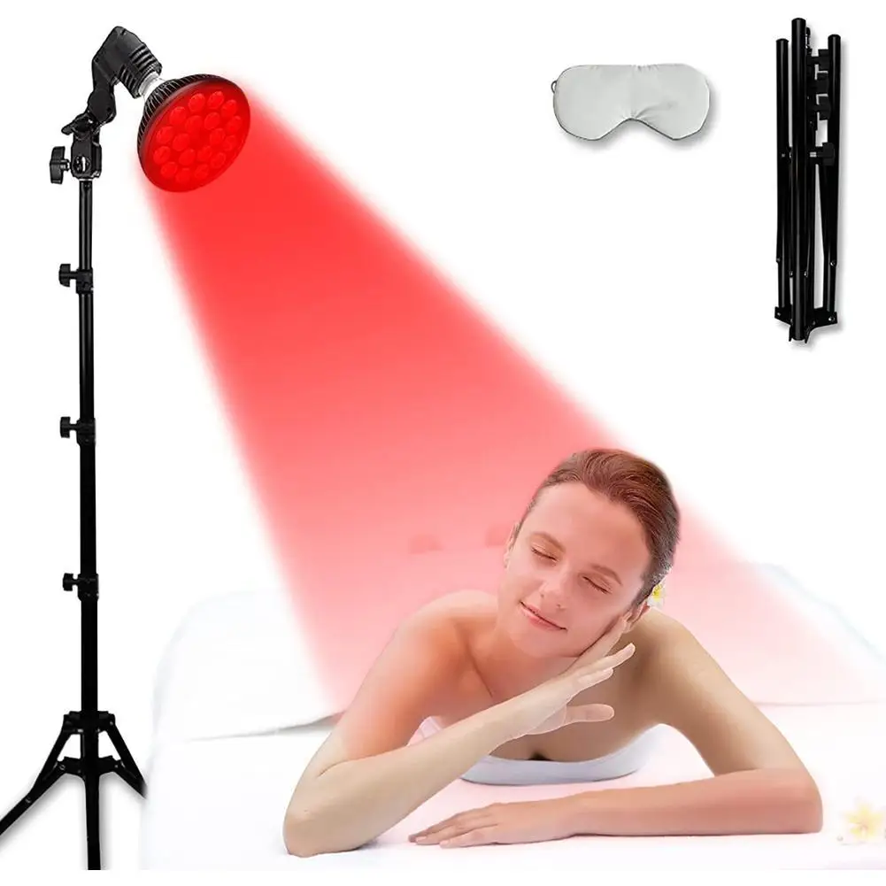 Lampe de thérapie à la lumière rouge pour le visage et le corps, support de trépied réglable, lunettes de protection des yeux, lumière rouge 660nm