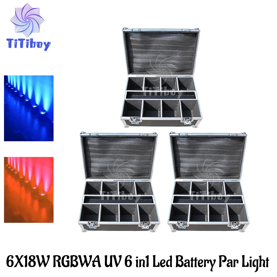 

No Tax 3 Flycases For 6x18W RGBAW+UV Battery Light Wireless Remote Control APP Smart Movable Handle For KTV Party Bar Party Home