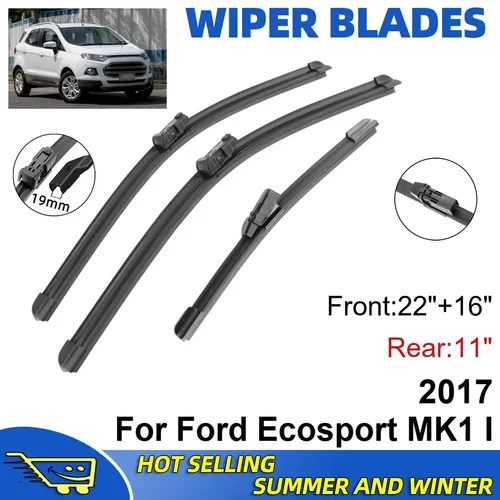 3 uds para Ford Ecosport MK1 I 2017 22 ""+ 16"" + 11 ""escobillas de limpiaparabrisas delanteras y traseras accesorios para cortador de ventana