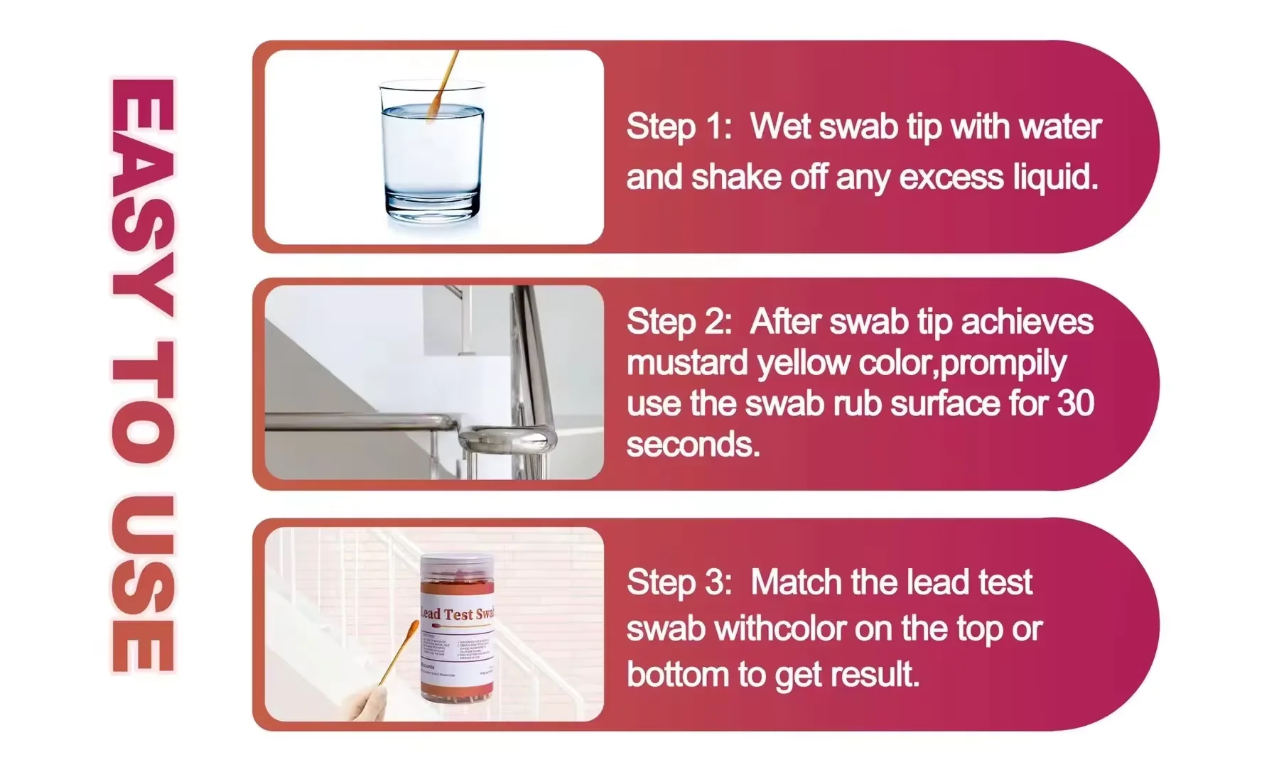 Accuracy apply on family testing the surface of plate toy and other objects Lead test swabs lead test