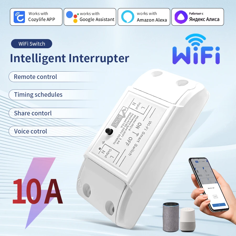 10A 16A 20A WIFI Smart Switch Wireless Remote Control Switch Breaker Cozylife APP Voice Control Works With Alexa Google Home