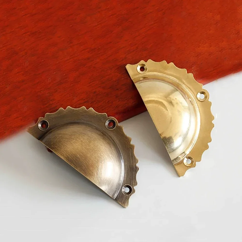 1-6Pcs Brass Pull Handle Medicine Cabinet Drawer Handle Classical Antique Shell Antique Copper Handle Length 70/80/82mm