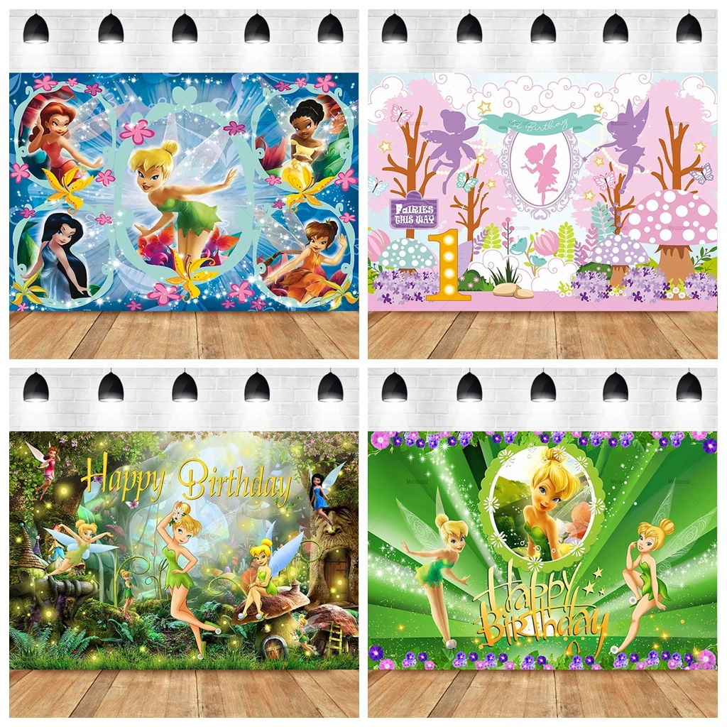 

Green Tinker Bell Background Birthday Party Fairy Tale Photo Background Princess Theme Baby Shower Banner Birthday Decoration