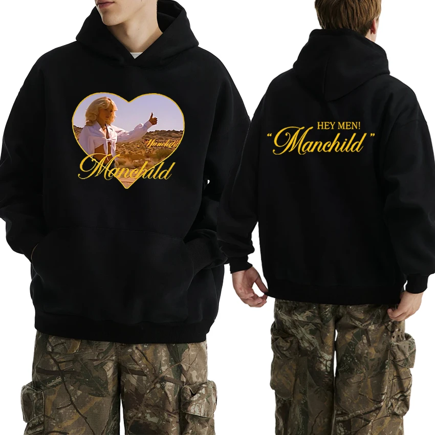 

Hot Singer Sabrina Carpenter Manchild 2025 Song Double Sided Graphic pullovers Men women fashion Hoodie Unisex Fleece Sweatshirt