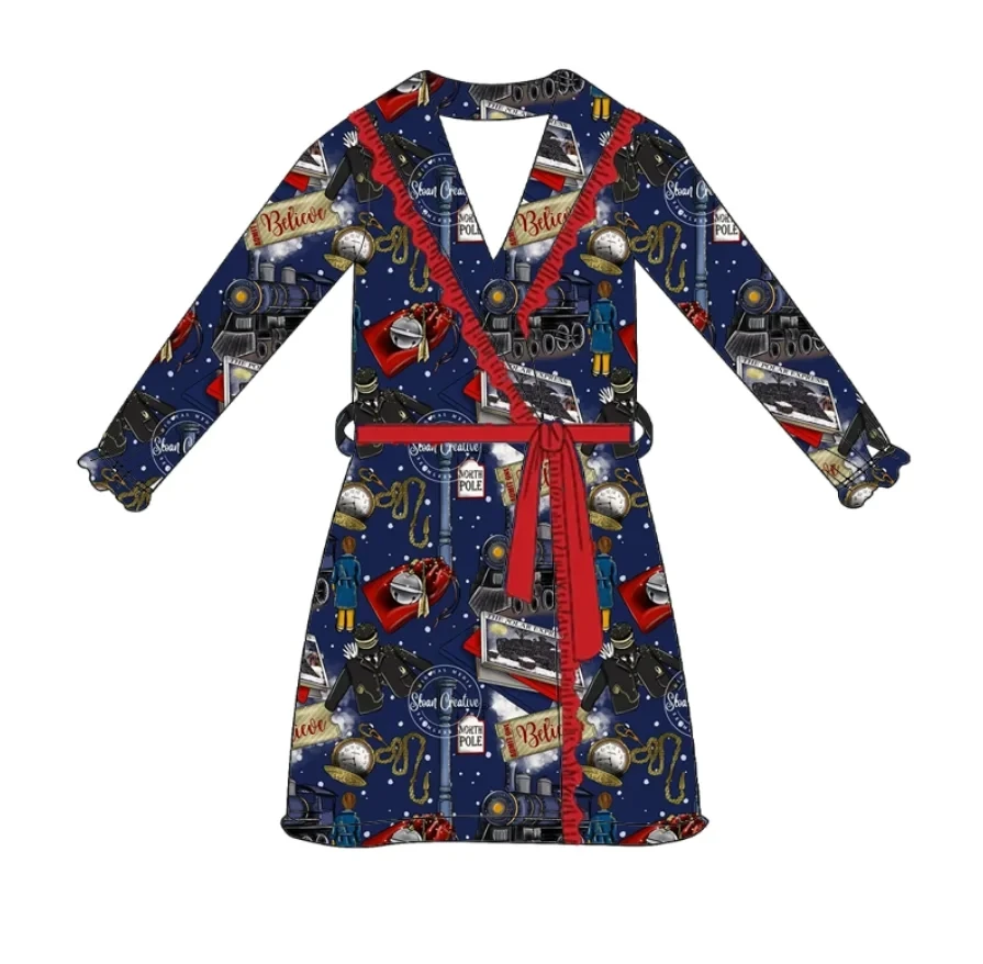 부티크 키즈 밤 수면 목욕 가운, 드레싱 가운, 아기 가운 잠옷, 유아 소년 크리스마스 진저 브레드 의류 세트