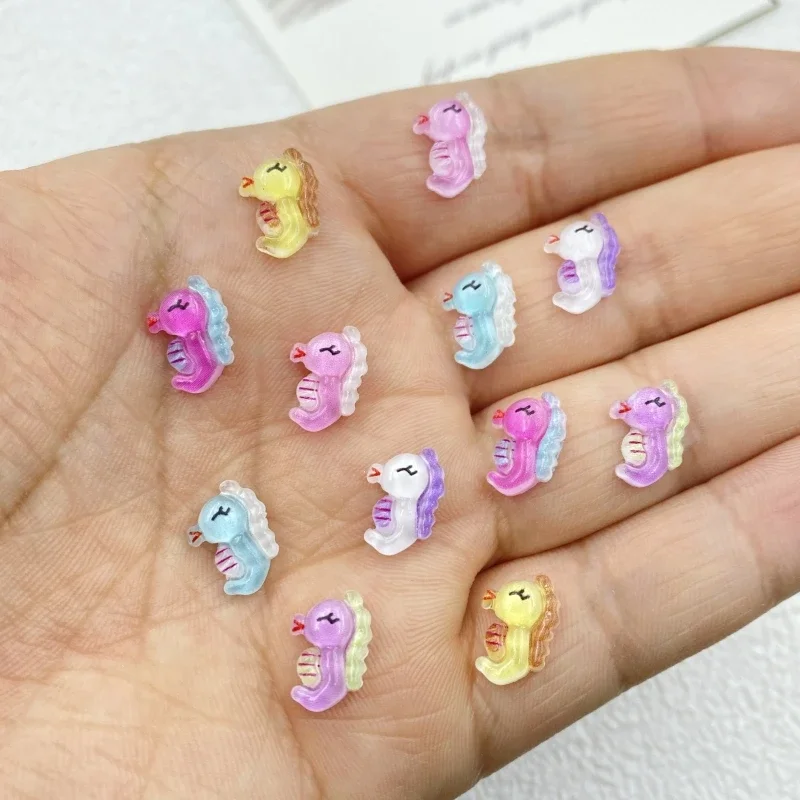 50PCS cute mini seahorse nail art gemstone flat back rhinestone figurine appliqué DIY scrapbook accessories decoration