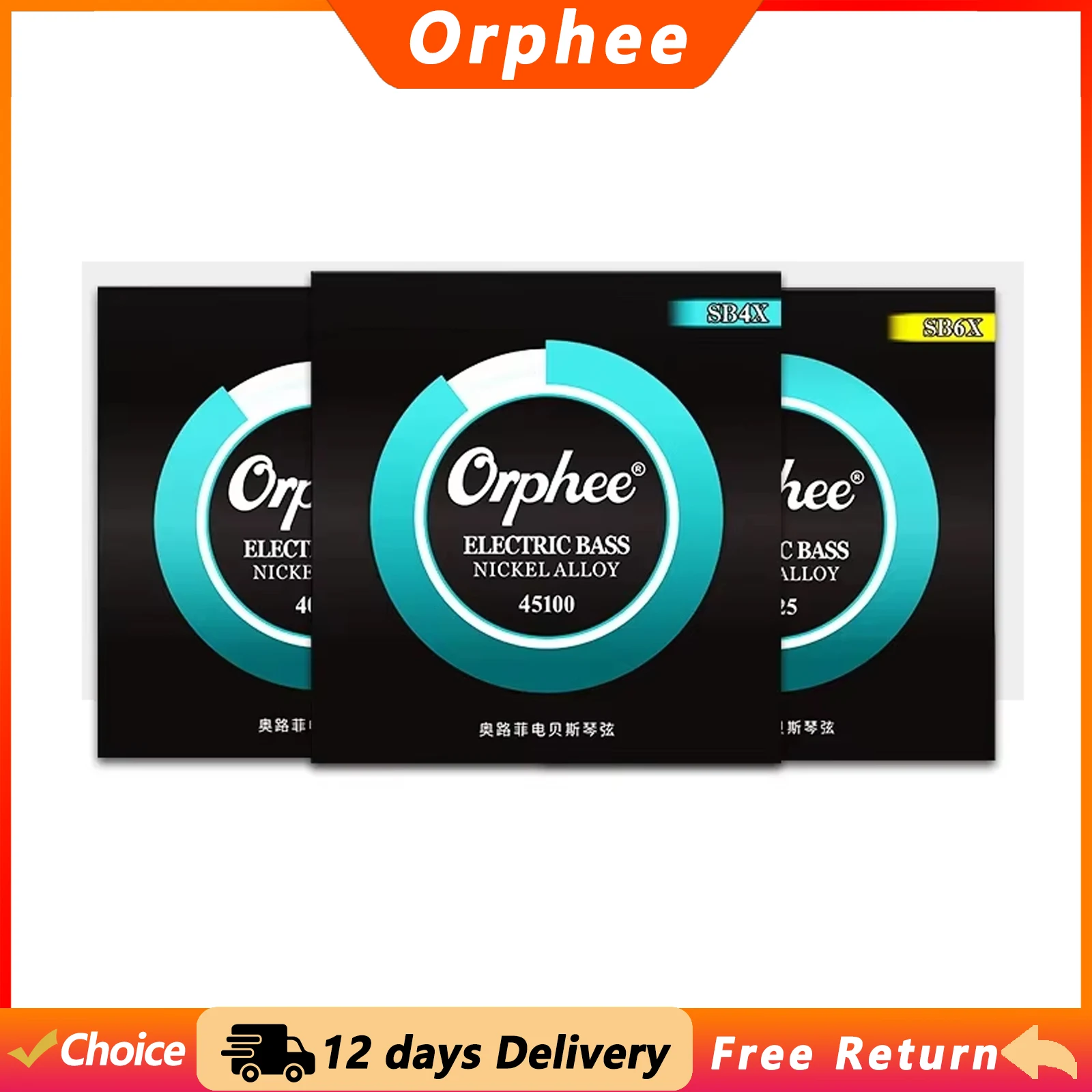 Orphee SB Electric Bass Strings High Carbon Stee Hexagonal Core Nano Antirust Coating Bass Guitar Strings Guitar Accessories