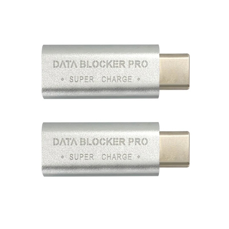 

4PCS USB Type-C Data Blocker USB-C Juice Jack Defender Adapter Support Quick Charge(50V/5A) Stop Data Theft (Silver)