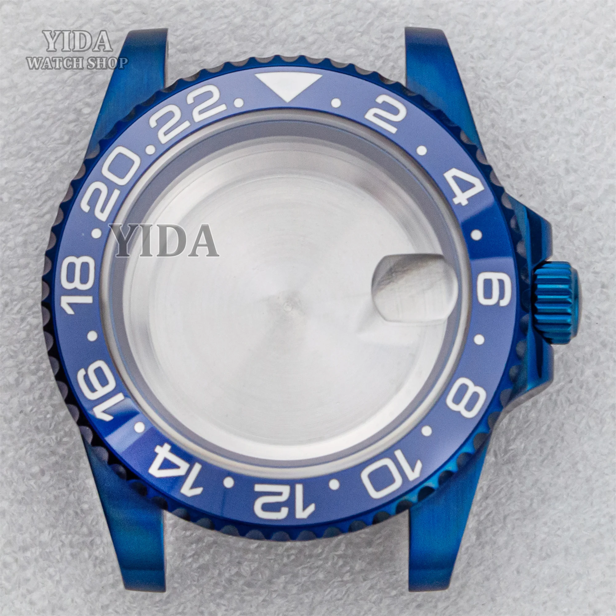 40mm Watch Case PVD Blue Stainless Steel Ceramic Bezel Waterproof Sapphire Glass for SUB GMT NH34/35/36 Movement  Watch Parts