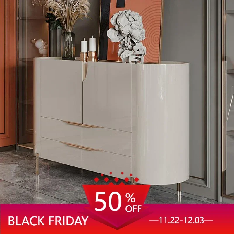 Minimalist Hallway Sideboards White Villa Apartment Home High Cabinet Feet Rock Baking Paint Luxury Aparador Home Furniture WK