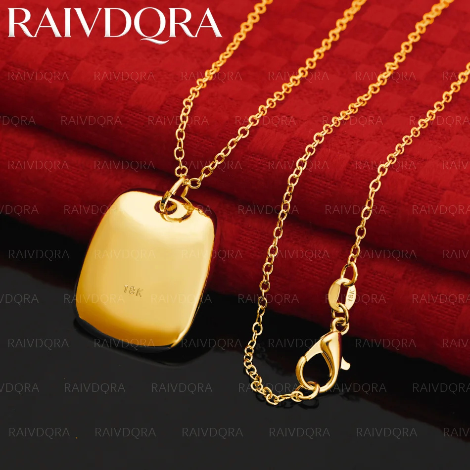 

18K Gold Plated Square Pendant Necklace For Women Men Anniversary Gift Popular Wild Fashion Romantic Jewelry