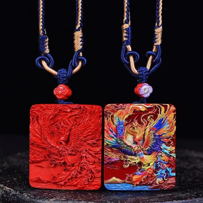 Cinnabar Phoenix Pendant Ethnic Wind Red Sand Painted Emperor Sand Pendant