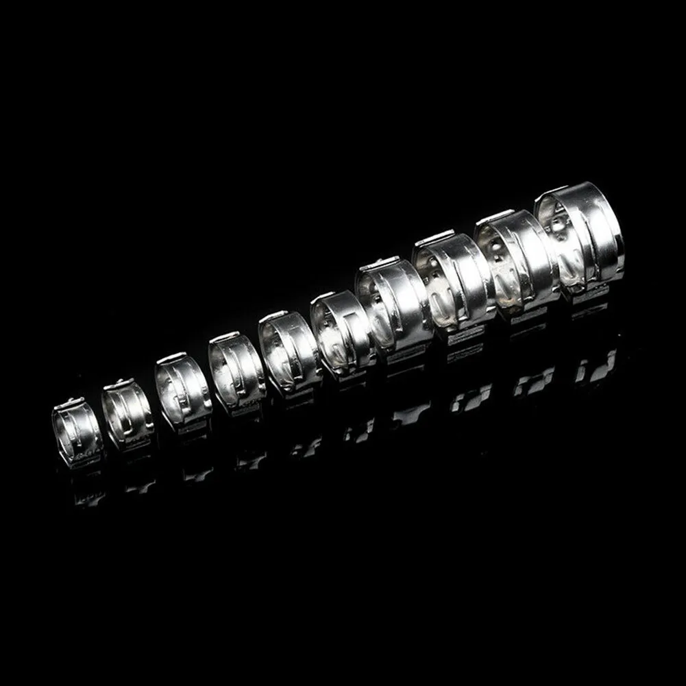 100 Pieces Single Ear Hose Clamps 304 SS 5.3mm 6.5mm 7.0mm 7.8mm 8.8mm 9.6mm 9.4mm 10.8mm 11.5mm 12.8mm 15.3mm and Pliers