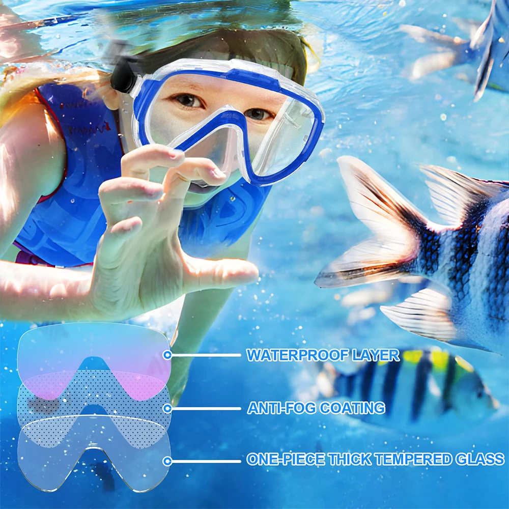 

Diving Mask with Double Glass Lens Anti-Fog Feature for Enhanced Clarity Improved Visibility