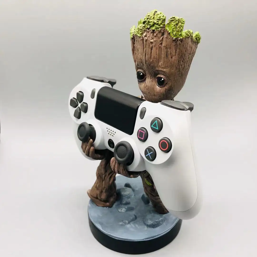 Guardians Of The Galaxy Groot Gamepad Holder Action Figure Toys Cute Small Tree Man Phone Bracket Model Ornament Decorate Gifts