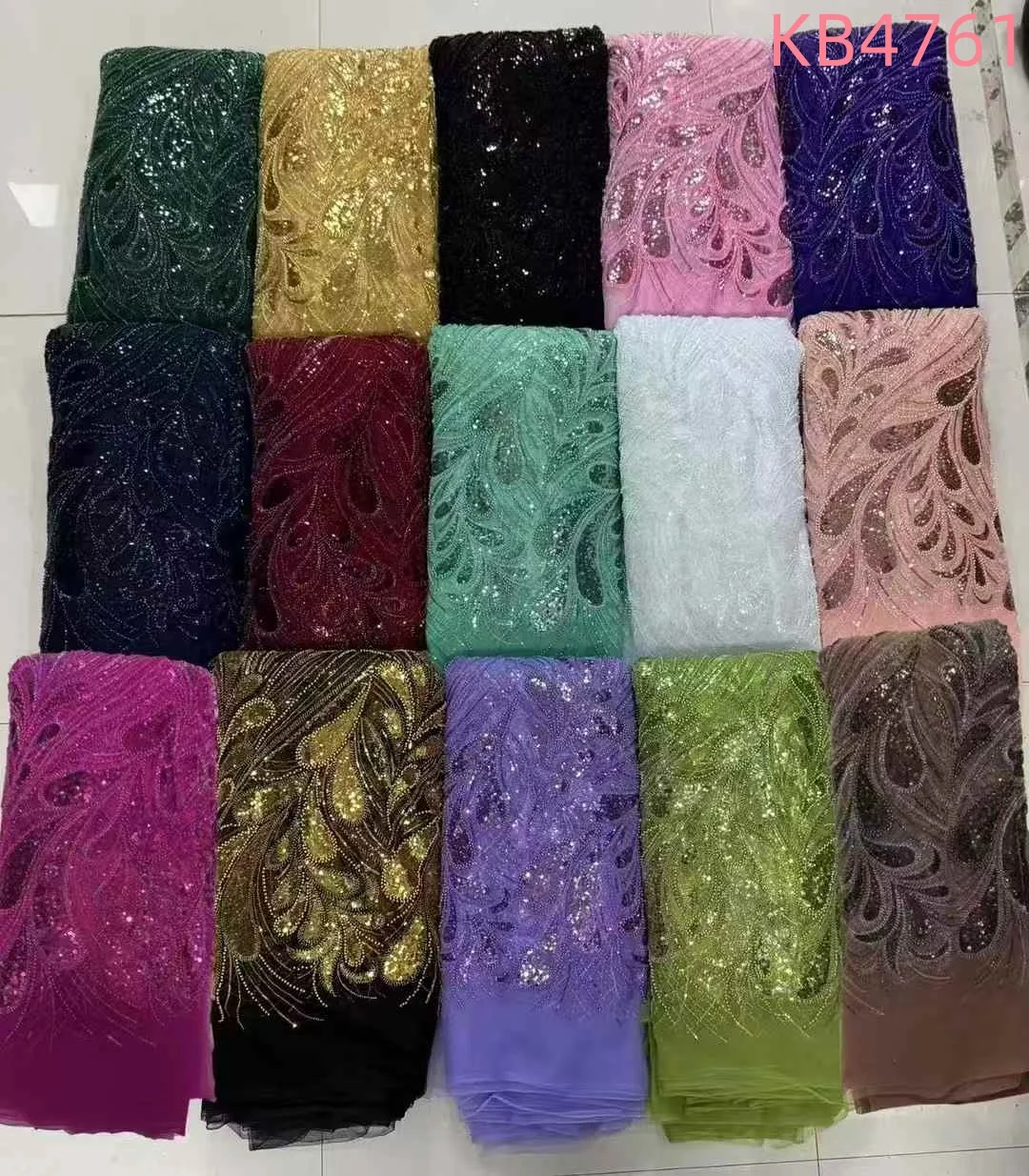 قماش دانتيل مطرز باللون الأخضر المخضر قماش دانتيل أفريقي 5 ياردات جودة عالية 2024 أرجواني ترتر تول دانتيل لفساتين الزفاف KB4761