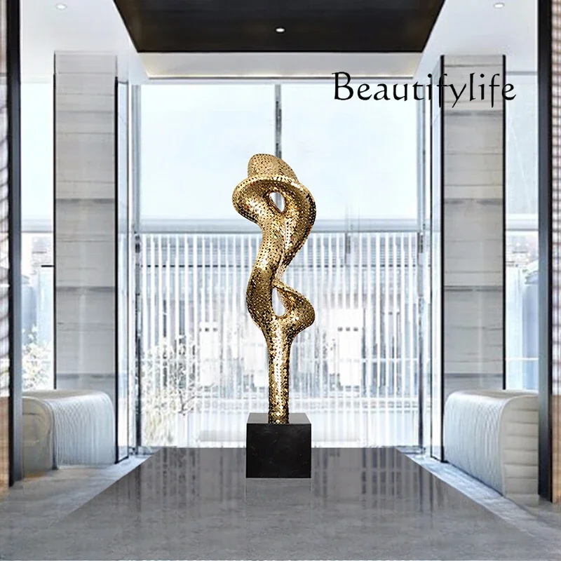 Abstract metal hotel clubhouse large sculpture outdoor stainless steel floor ornament creative art decoration