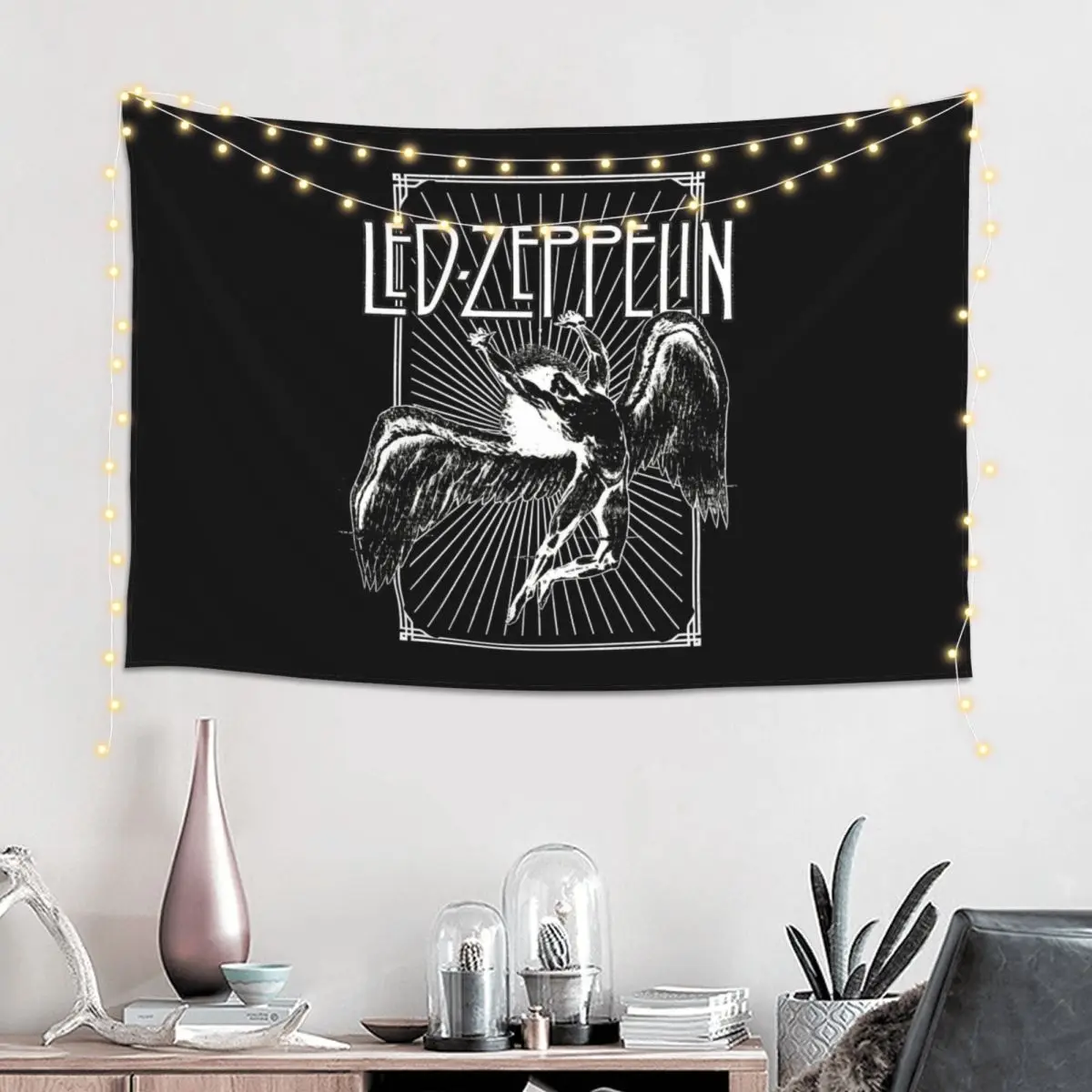 Rock Band Led Zeppelin Album Graphics Tapestry Funny Wall Hanging Aesthetic Home Decoration Tapestries for Living Room