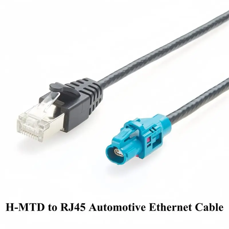 H-MTD To RJ45 Connecting Cable 1 Meter Cat6a Shielded Gigabit Automotive Ethernet Cable H-MTD To RJ45