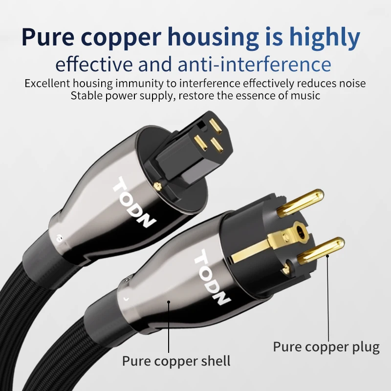 TODN HIFI OCC power cable hifi high end audio cable gold plated plug US Vseries connection filter