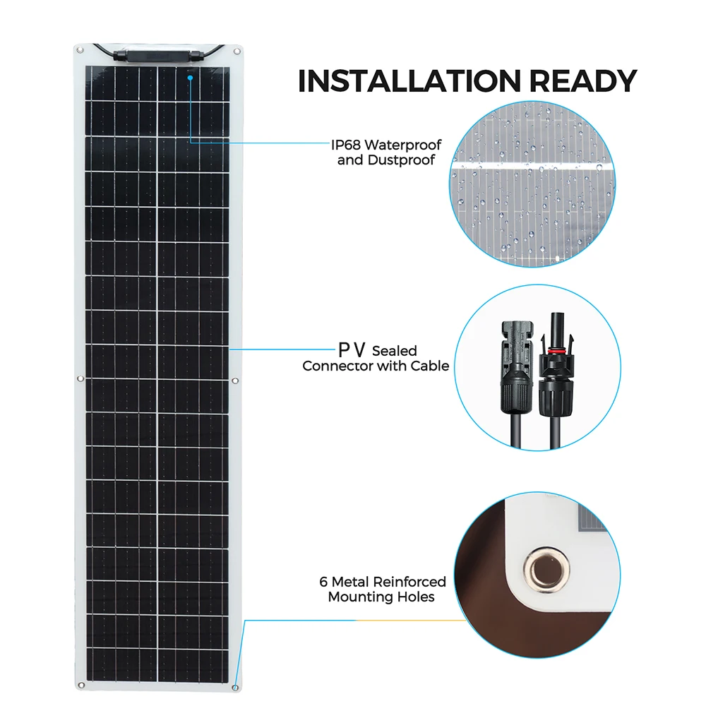 Solar Panel kit 12V Elastyczny zestaw paneli słonecznych moduł WUZECK 50 Watt PV 100 wat 12V 24V bateria słoneczna do domu samochód na wycieczkę do