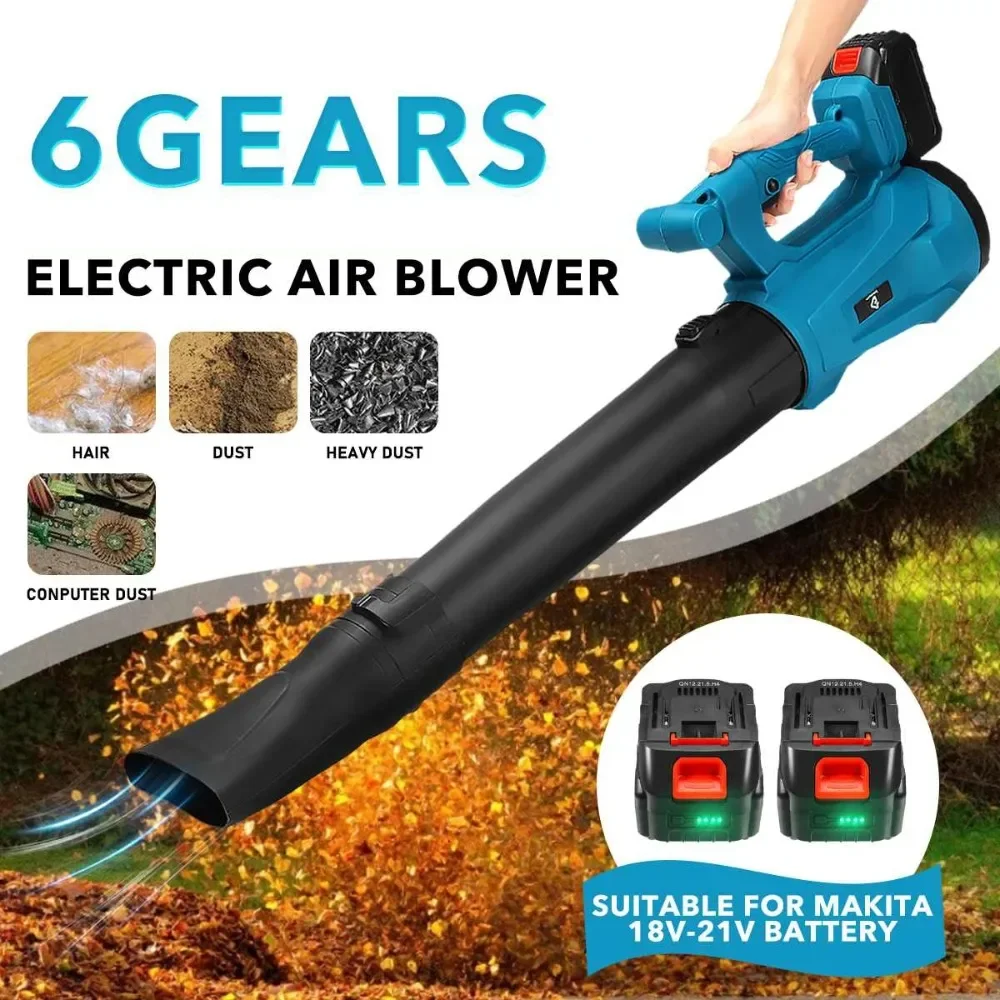 2000W 6-speed Speed Regulation Cordless Electric Blower for Makita 18V Battery Garden Leaf Blower Clean Fallen Leaves Air Blower