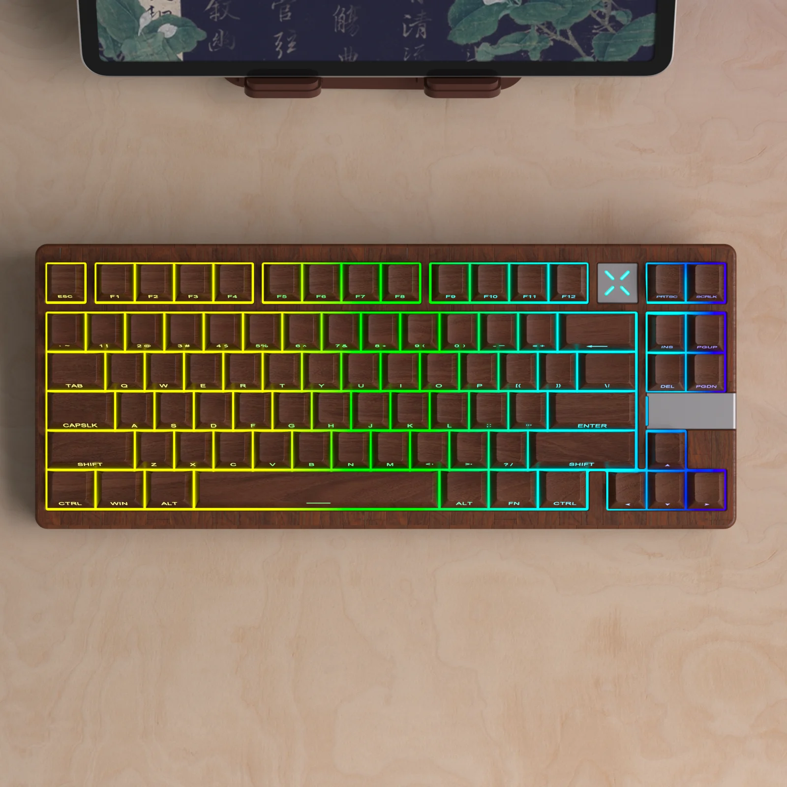 Imagem -05 - Grão de Madeira Cereja Keycaps Grupo Material Pbt Side Letter Grande Grupo Iso Layout Ansi Teclado Mecânico Hi75