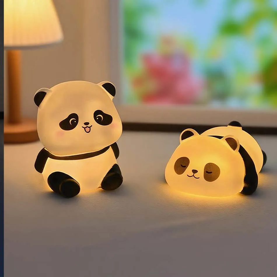New Panda LED Night Light Living Room Cute Panda Plastic Lamp Bedside Decor Creative Kids Night Light Birthday Gift Decoration