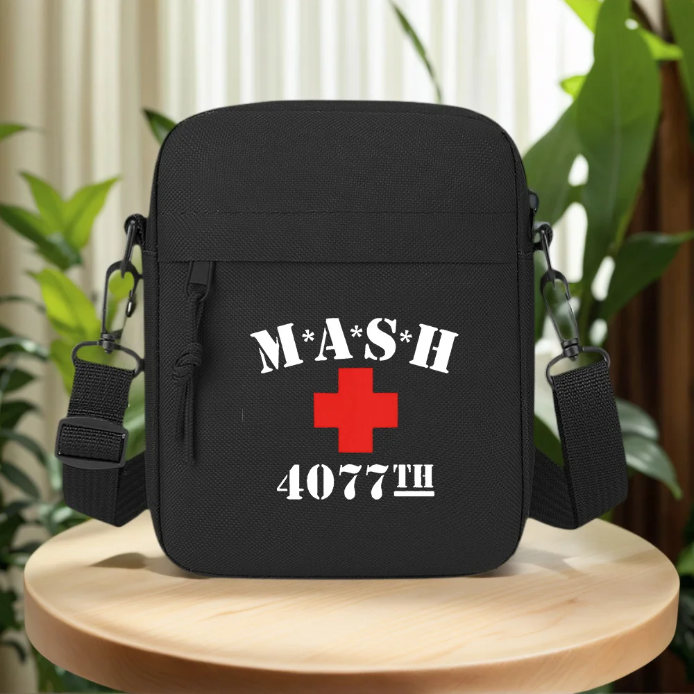 MASH red cross 4077th Men Crossbody Bag Single Shoulder Women Cartoon Anime Film Printing Design Unisex