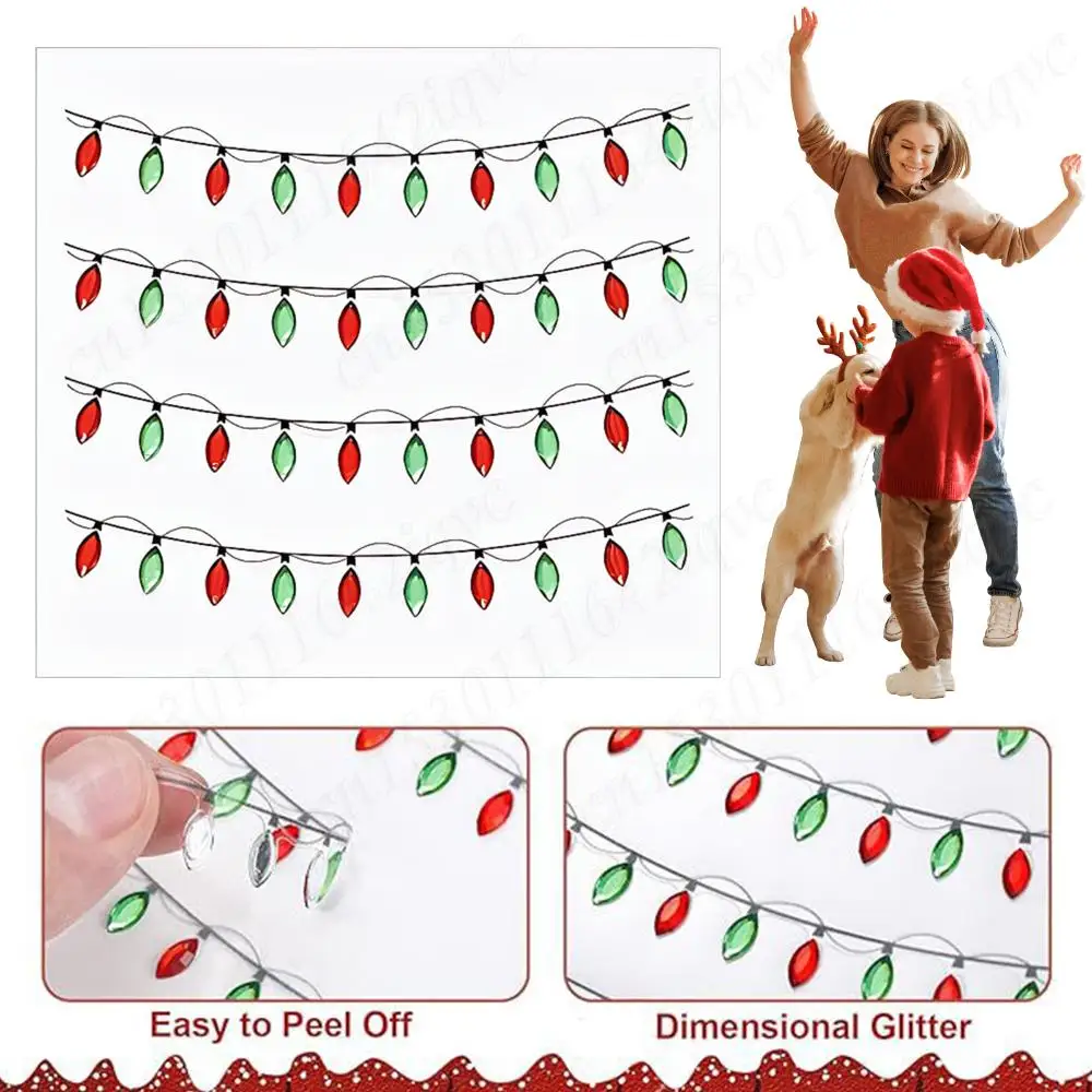 4/8/16 قطعة عيد الميلاد أضواء ملصق صغير شكل ورقة ملصقات الأبعاد حلية ل المغلف سجل القصاصات هدية DIY بها بنفسك لوازم