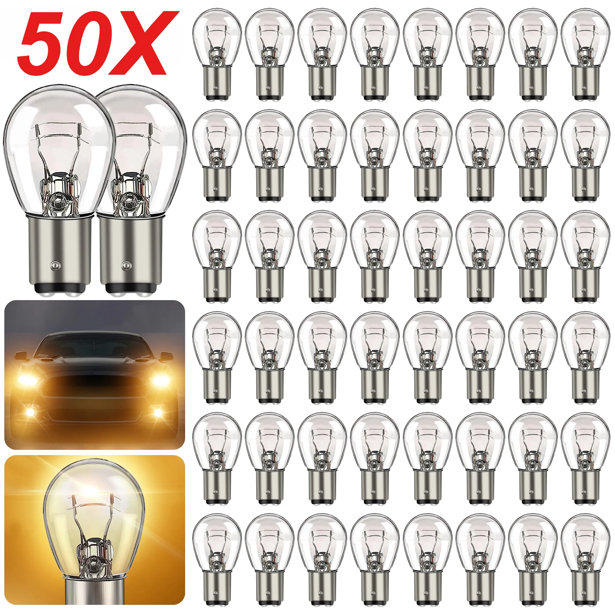 

50PCS 1157 Bulb, Brake Light Bulbs, Turn Signal Bulb Replacement For Marker Tail Running Parking Backup Lights (10 Pcs)