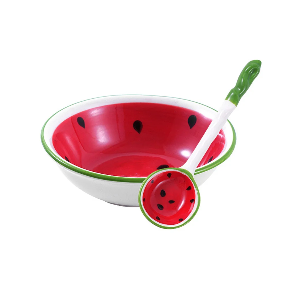 

Soup Bowl with Spoon Fruit for Kitchen Counter Cute Ceramic Rice Decorative Bowls Cereal