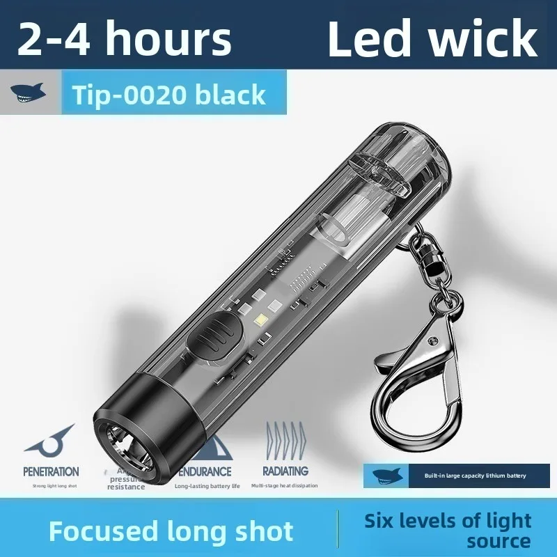 Compact Mini Portable Keychain Flashlight with Multi Level Brightness Side Light Red Blue Flashing Strobe Outdoor Emergency