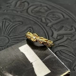 

S925 sterling silver punk hip-hop diamond-encrusted small cross flower ring men's and women's rings classic pair of rings
