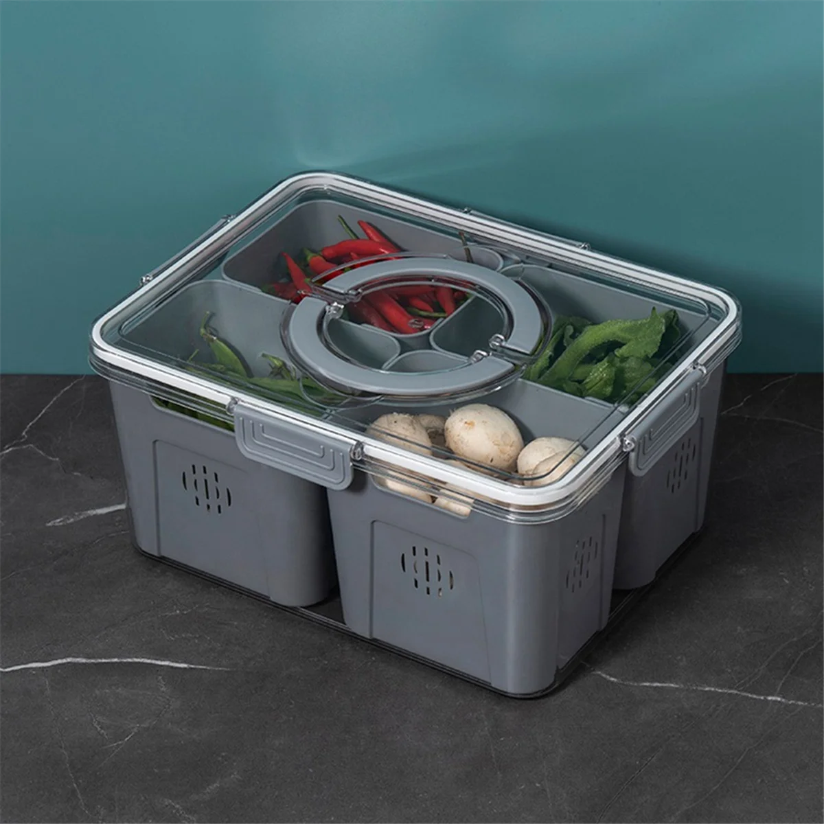 Fridge Organizer with Lids,Stackable Refrigerator Organizer Bins, Removable Containers for Food and Storage Grey