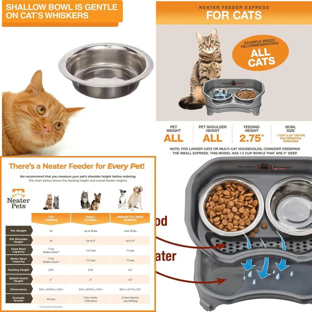 

Высококачественные миски для кошек с защитой от грязи, станция для кормления без пролития, посуда из нержавеющей стали для еды и воды, приподнятые миски для дома