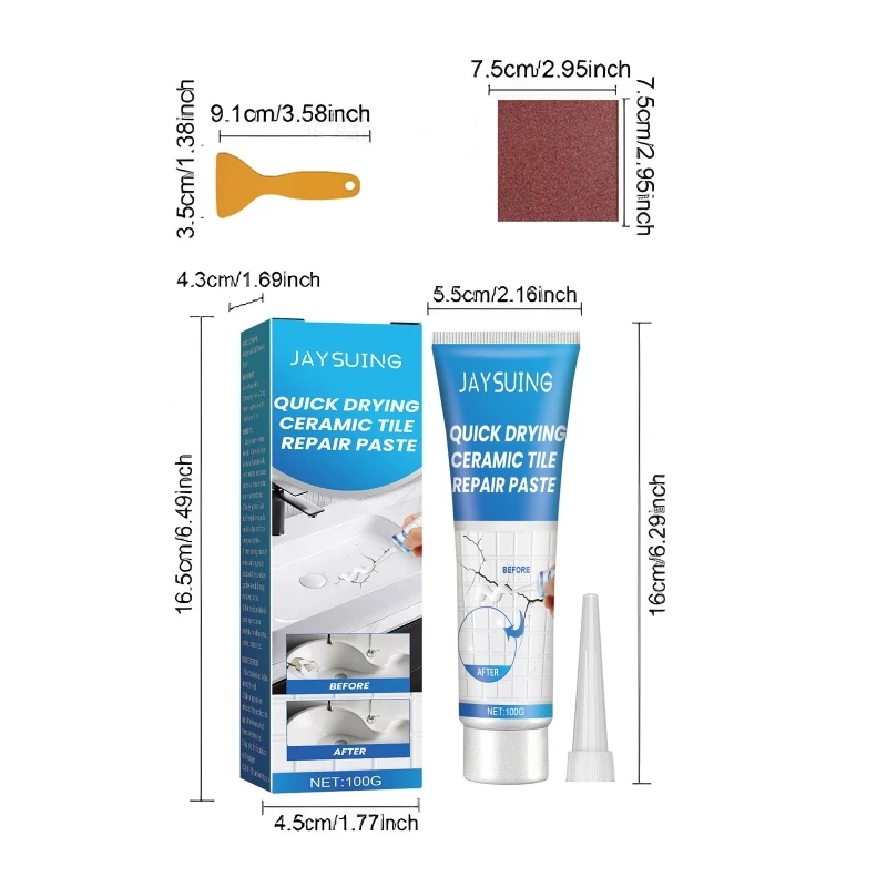 Ceramic Tile Grout Repair Kits with Scraper and Sandpaper