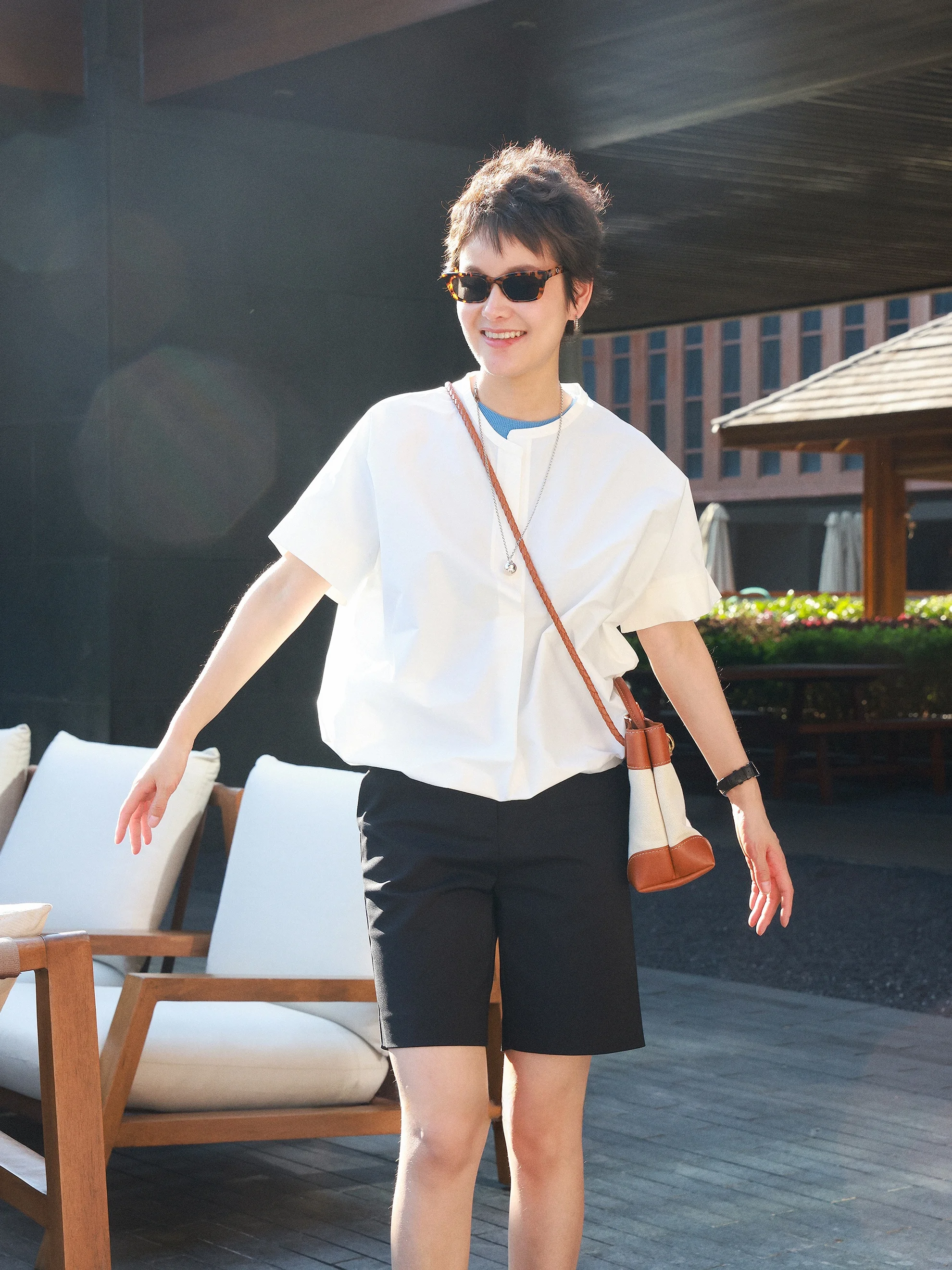 

MsDidion Breathable Cotton Short Sleeve Shirt Comfortable Casual Commute Top Full Cotton Micro Buttoned Underarm Shirt