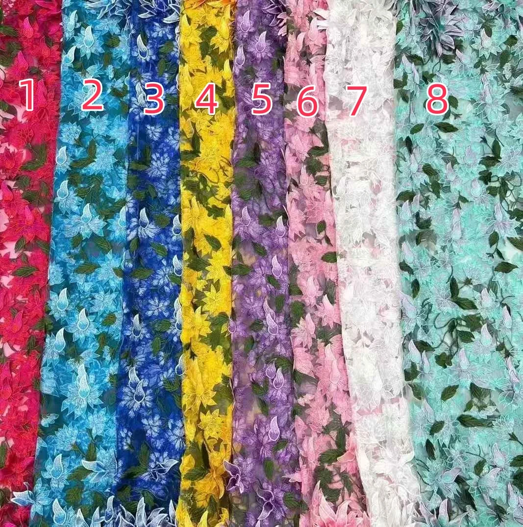 New, Beautiful 3D Fabric,With Multi-color Thread Embroidery ,High quality African Nigeria Fabric/Evenign Dress ,Weddings,Party