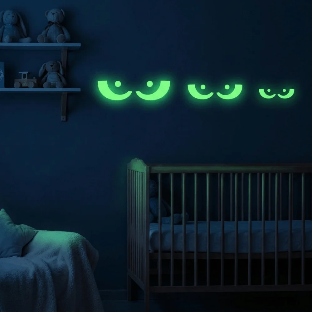 PVC Peeking Eyes Decals Self Adhesive Removable Window Stickers Luminous Non-Damaging Glow In The Dark Stickers Stair Decoration
