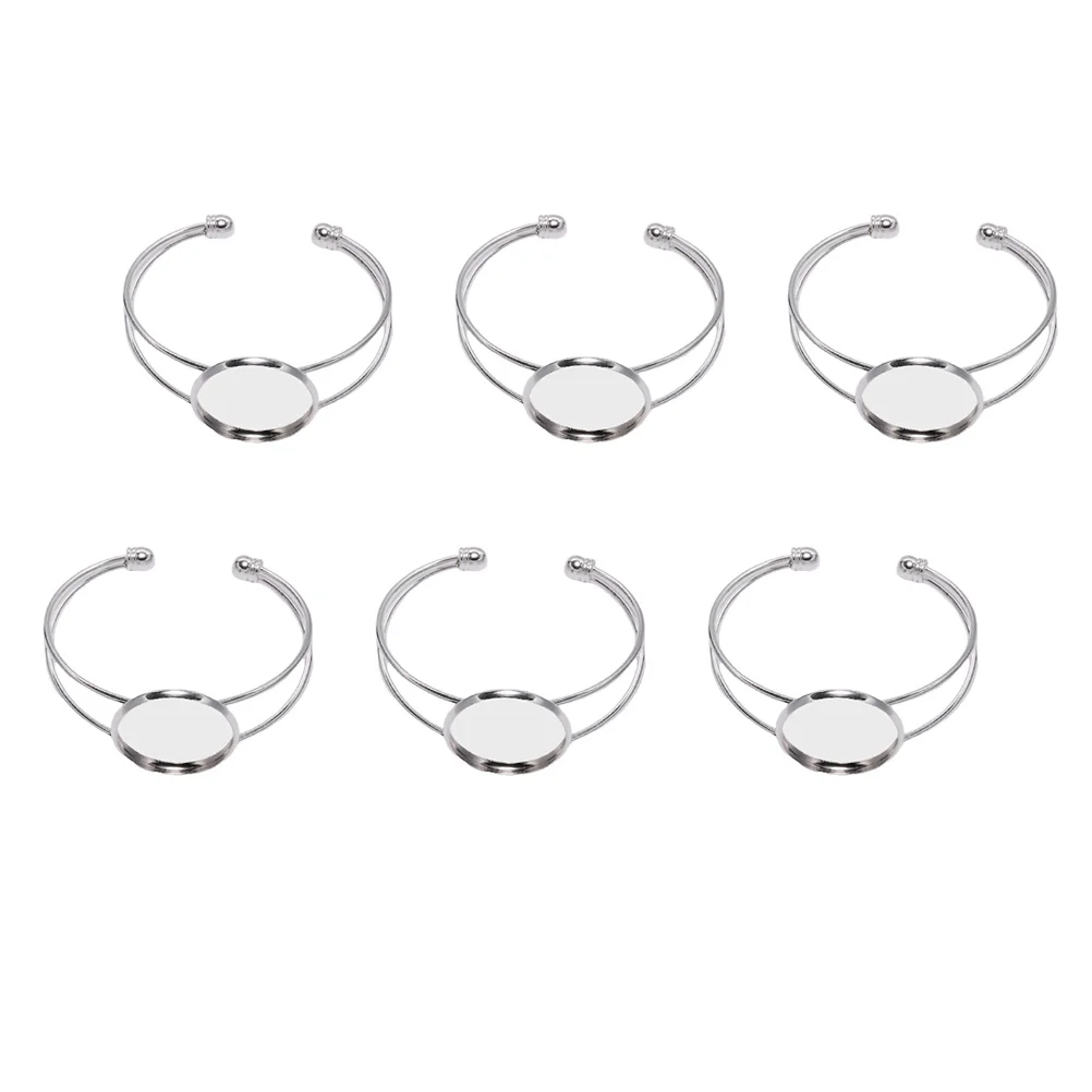 6pcs 18Mm Round Copper Bracelet Base Plates Diy Jewelry Making Resin Cameo Pendant Tray Craft Glass Chain For Women Oval